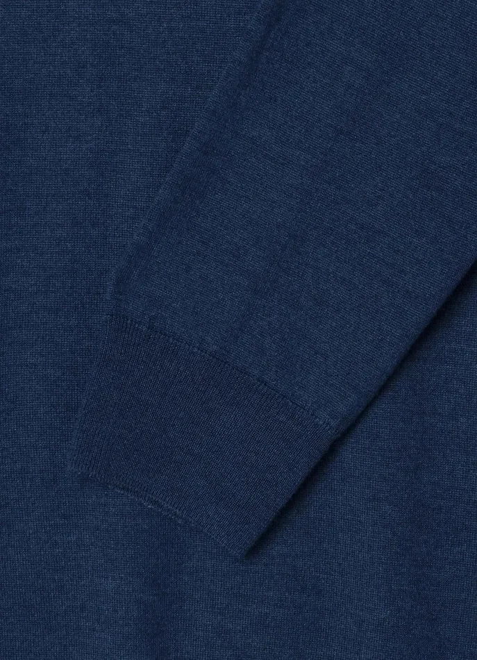 Men Knitwear Faonnable Merino Wool Crew Neck Jumper Naval Blue