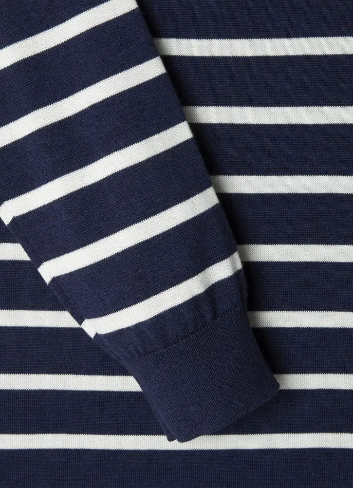 Men Knitwear Faonnable Striped Crew Neck Jumper Marine Blue
