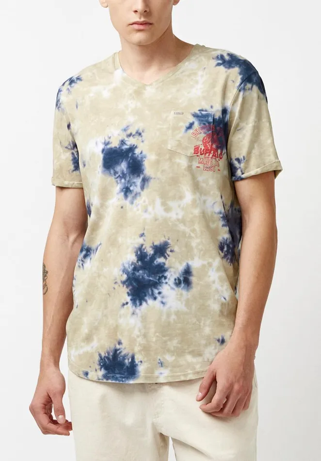 Men Kolis Tie Dye Black and White TShirt White Buffalo David Bitton Tops and Tees
