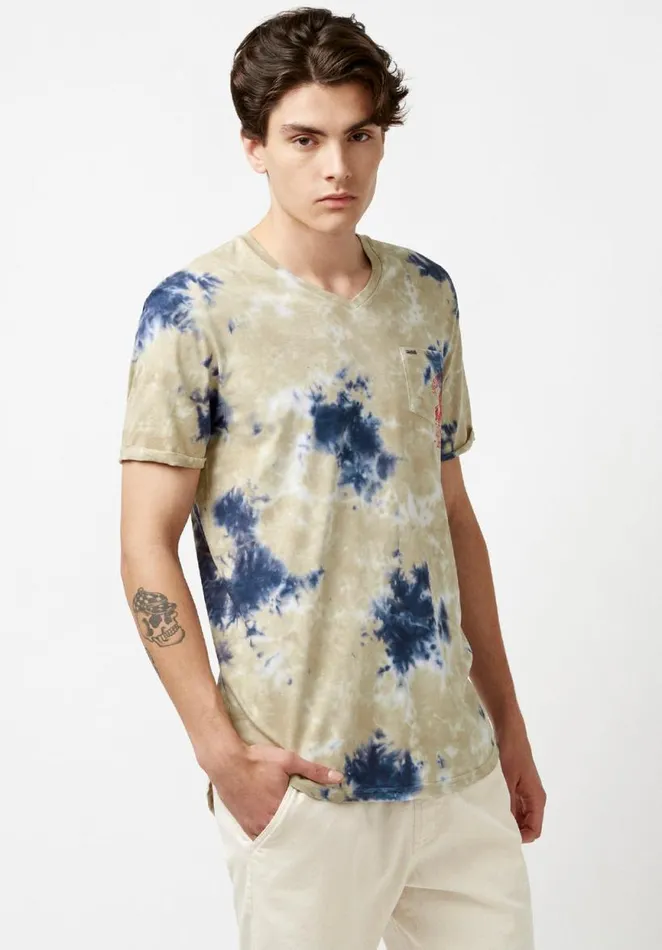 Men Kolis Tie Dye Black and White TShirt White Buffalo David Bitton Tops and Tees