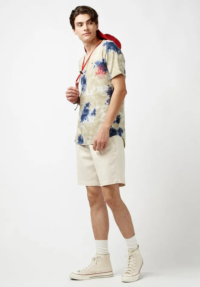 Men Kolis Tie Dye Black and White TShirt White Buffalo David Bitton Tops and Tees