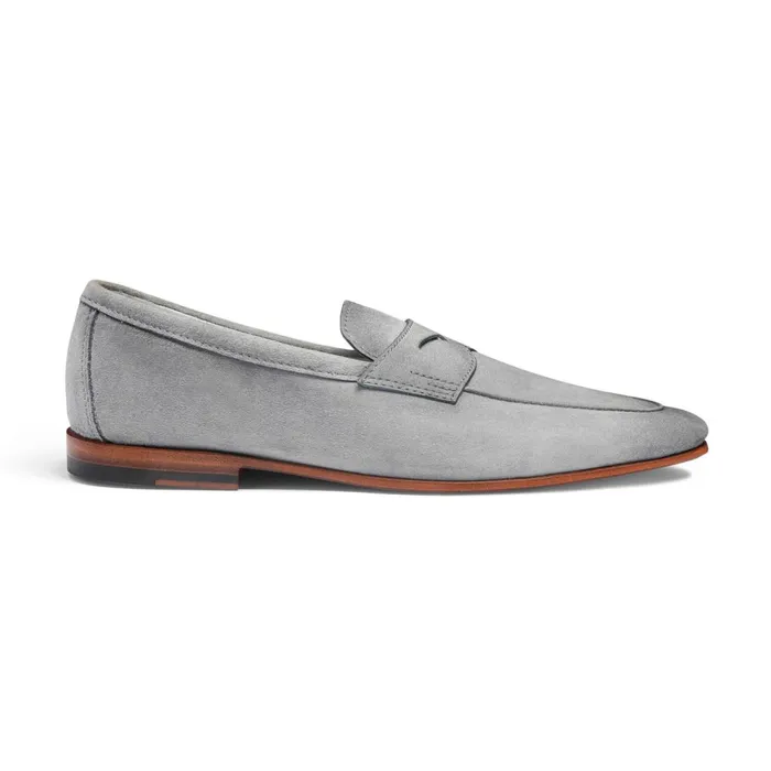Men Light Blue Suede Carlo Loafer Santoni Loafers