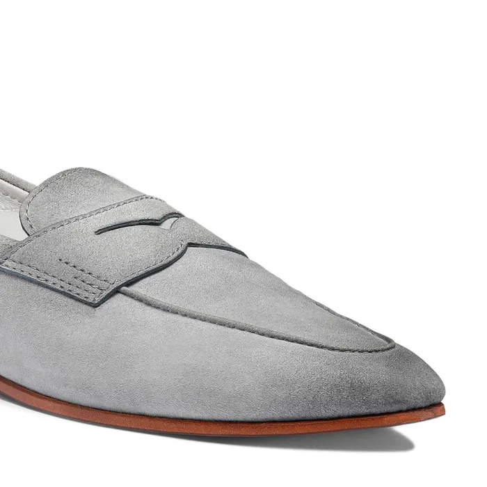 Men Light Blue Suede Carlo Loafer Santoni Loafers