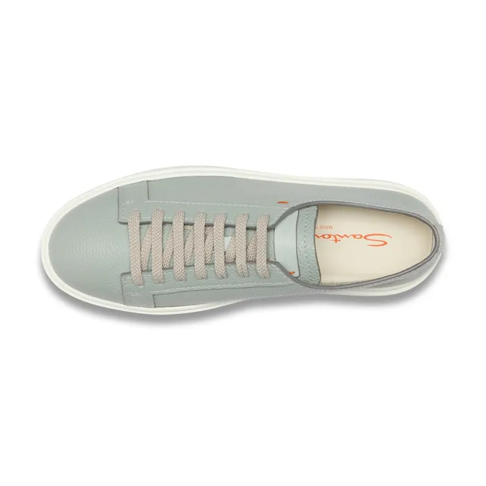 Men Light Blue Tumbled Leather Sneaker Santoni Sneakers