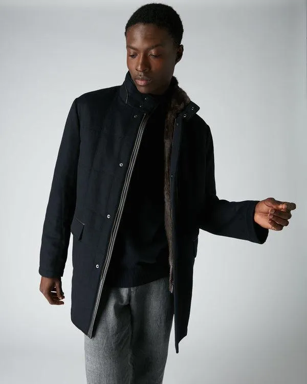 Men Men039s Fur Lined CoatIn Navy Blue Navy Blue NPeal Coats and Jackets