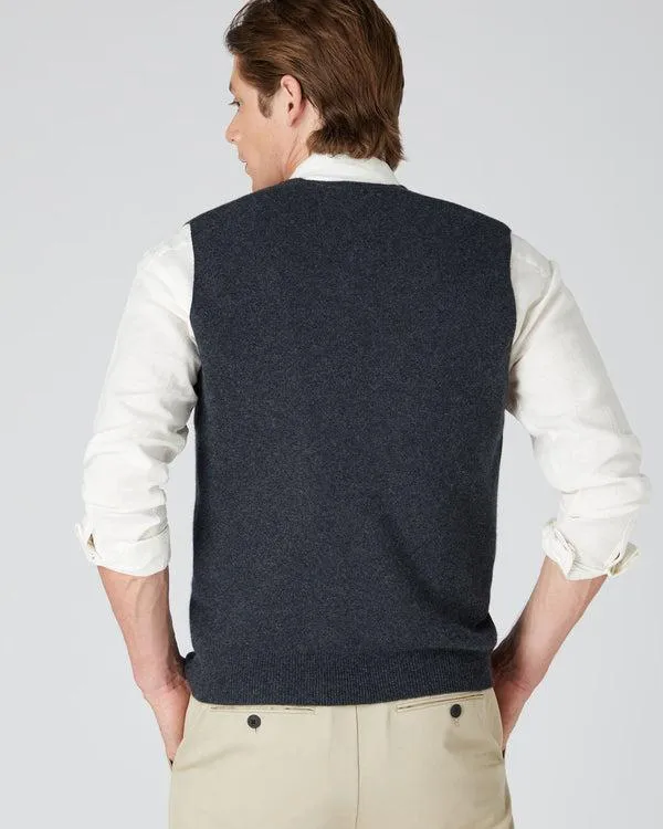 Men Men039s The Chelsea Milano Cashmere WaistcoatIn Dark Charcoal Grey Dark Charcoal Grey NPeal Gilets and Waistcoats