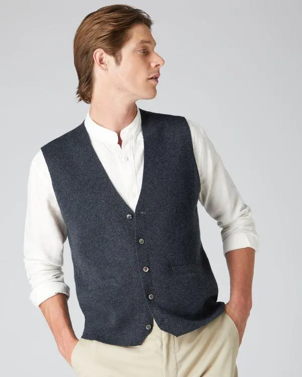 Men Men039s The Chelsea Milano Cashmere WaistcoatIn Dark Charcoal Grey Dark Charcoal Grey NPeal Gilets and Waistcoats