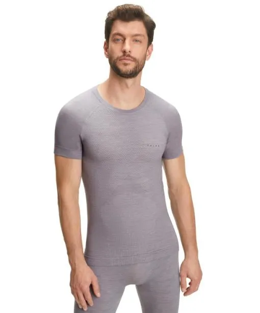 Men Men TShirt WoolTech Light Grey FALKE Short Sleeve Shirts