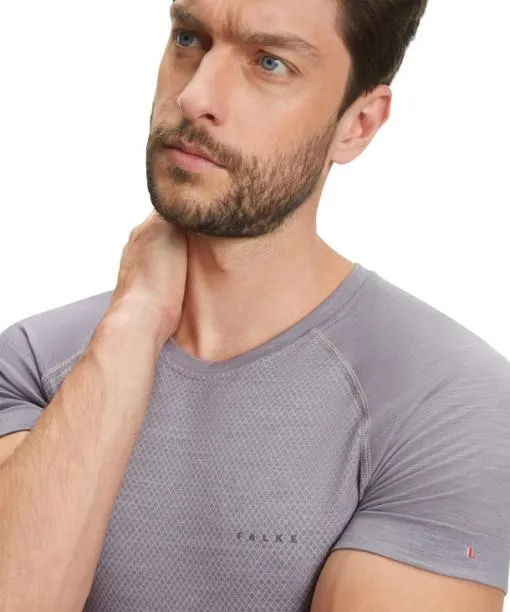 Men Men TShirt WoolTech Light Grey FALKE Short Sleeve Shirts Men Men TShirt WoolTech Light Grey FALKE Short Sleeve Shirts