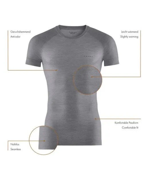 Men Men TShirt WoolTech Light Grey FALKE Short Sleeve Shirts Men Men TShirt WoolTech Light Grey FALKE Short Sleeve Shirts