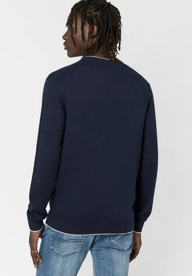 Men Merino Wool Wiquip Sweater Midnight Blue Buffalo David Bitton Sweaters