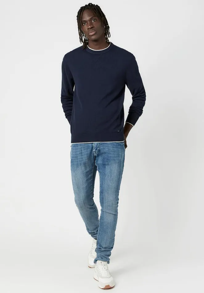Men Merino Wool Wiquip Sweater Midnight Blue Buffalo David Bitton Sweaters