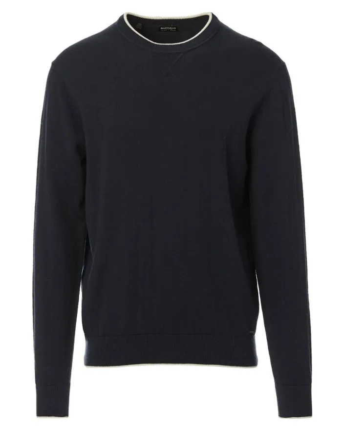 Men Merino Wool Wiquip Sweater Midnight Blue Buffalo David Bitton Sweaters