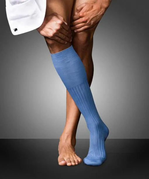 Men No 13 Finest Piuma Cotton Men Kneehigh Socks Bleue FALKE Knee High Socks