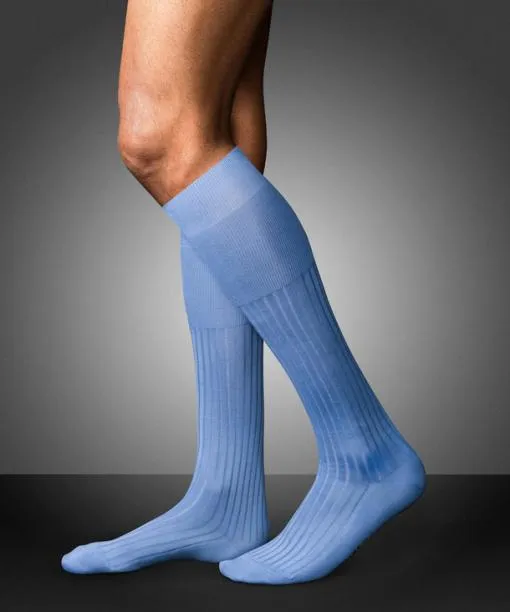 Men No 13 Finest Piuma Cotton Men Kneehigh Socks Bleue FALKE Knee High Socks