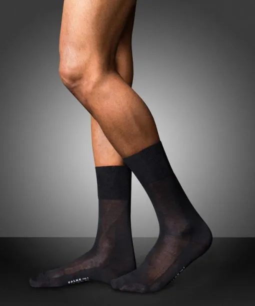 Men No 4 Pure Silk Men Socks Black FALKE Socks
