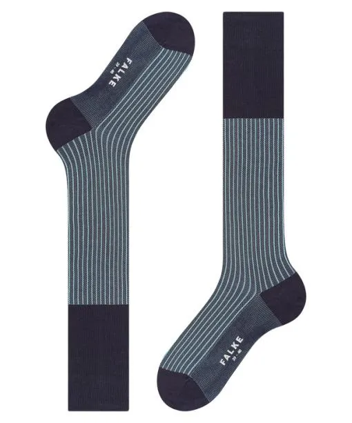 Men Oxford Stripe Men Kneehigh Socks Dark Navy FALKE Knee High Socks