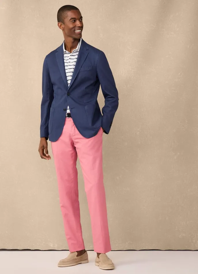 Men Pants Faonnable Regular Fit Cotton Linen Trousers Magenta Purple