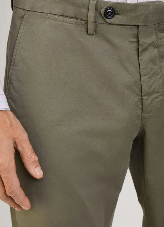 Men Pants Faonnable Regular Fit Stretch Chinos Khaki Green