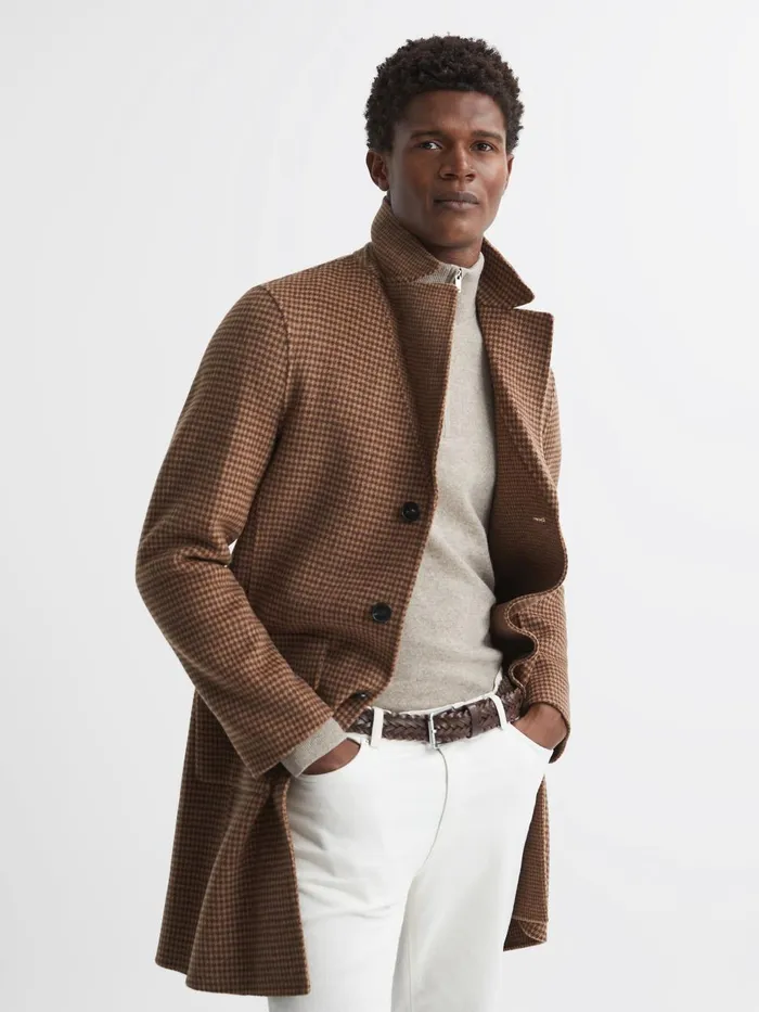 Men Reiss Belts Carlton Woven Leather Belt Chocolate