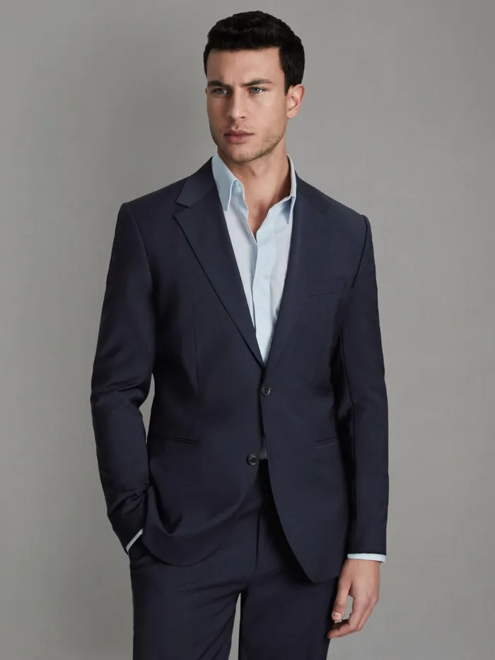 Men Reiss Blazers Hope Modern Fit Wool Blend Single Breasted Blazer Navy
