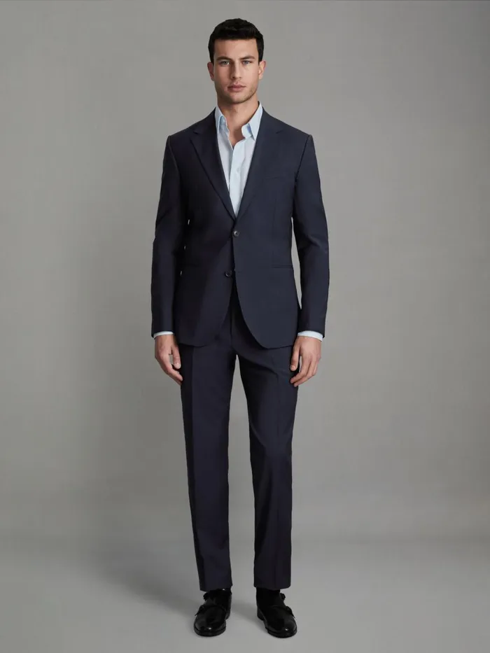 Men Reiss Blazers Hope Modern Fit Wool Blend Single Breasted Blazer Navy