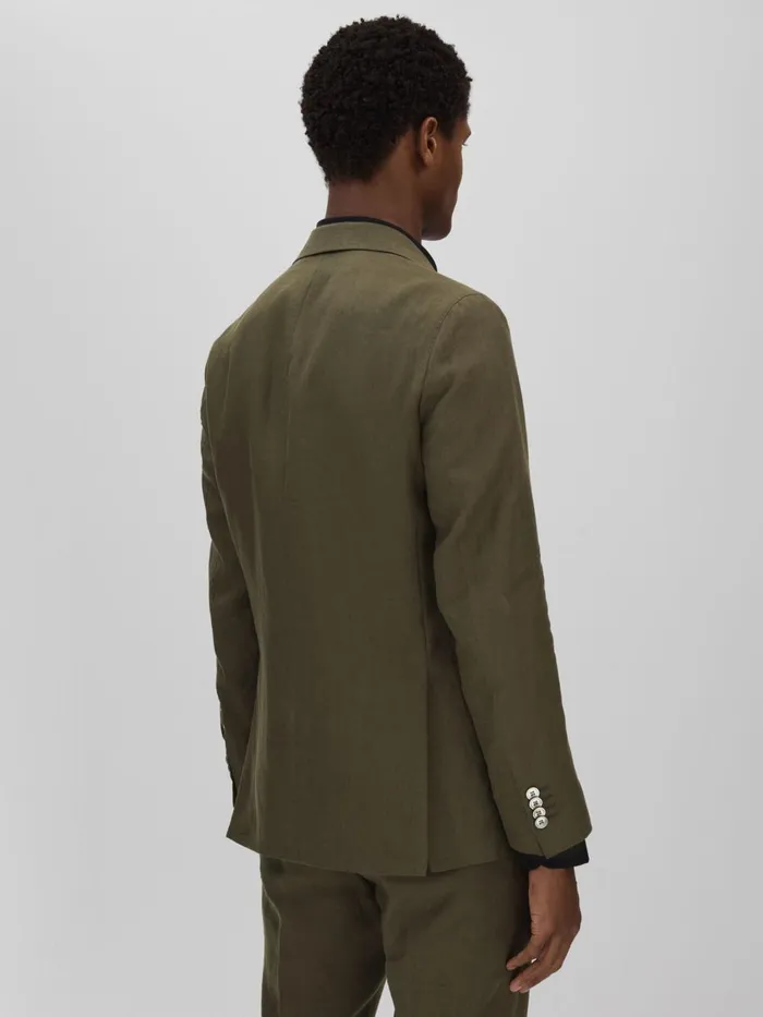 Men Reiss Blazers Jacobson Linen Double Breasted Blazer Green