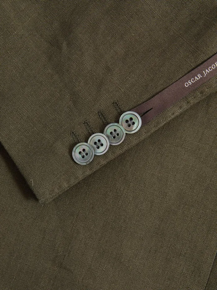 Men Reiss Blazers Jacobson Linen Double Breasted Blazer Green