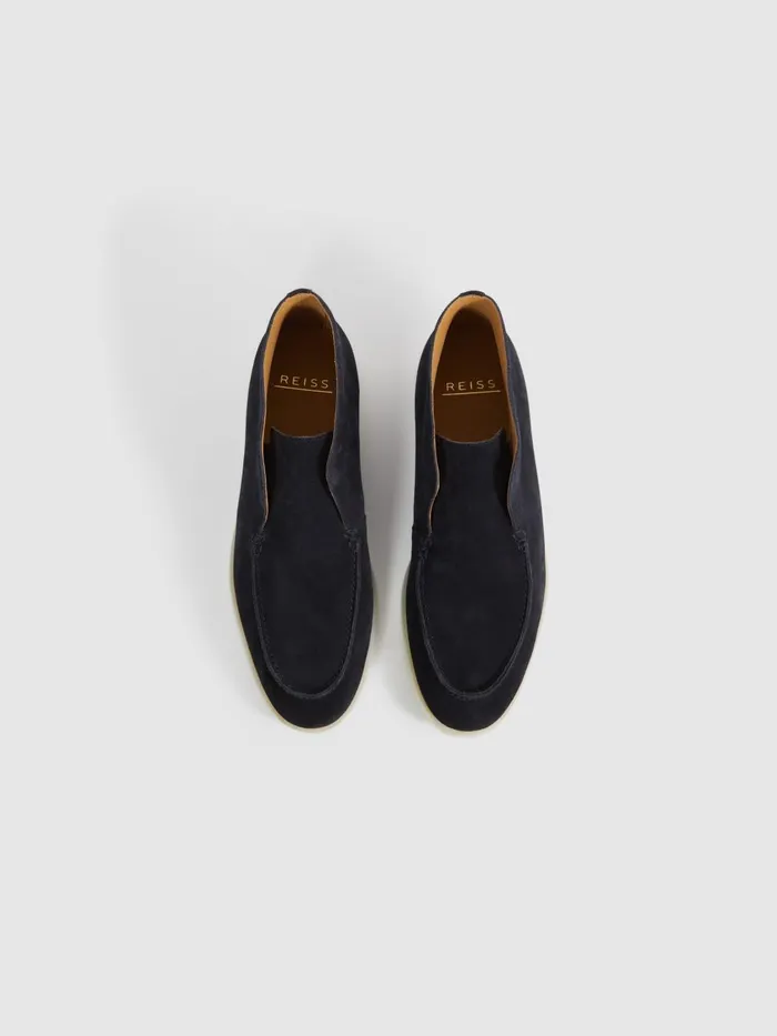 Men Reiss Boots Kason Mid Suede SlipOn Boots Navy