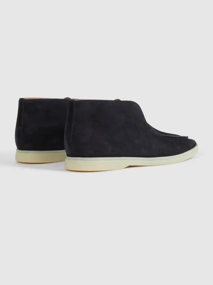Men Reiss Boots Kason Mid Suede SlipOn Boots Navy