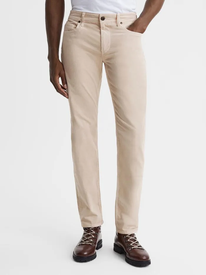 Men Reiss Brands Corduroy Jeans Ivory Cream