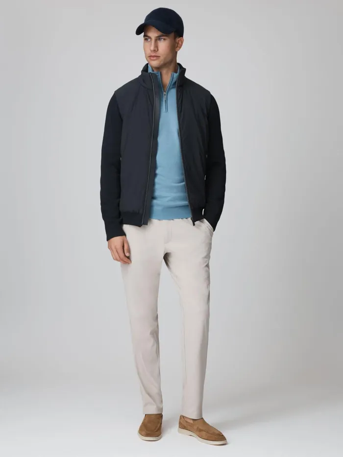 Men Reiss Brands F1 Hybrid Funnel Neck Jacket Navy