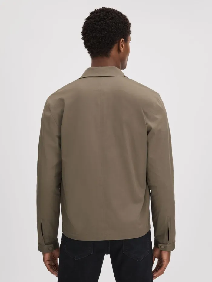 Men Reiss Outerwear and Coats Cotton Blend PressStud Jacket Antique Press
