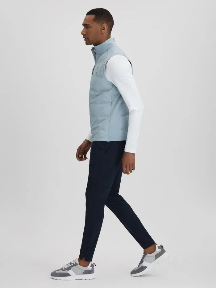 Men Reiss Outerwear and Coats Easton Castore Water Repellent Hybrid Quilted Gilet Blue Silver
