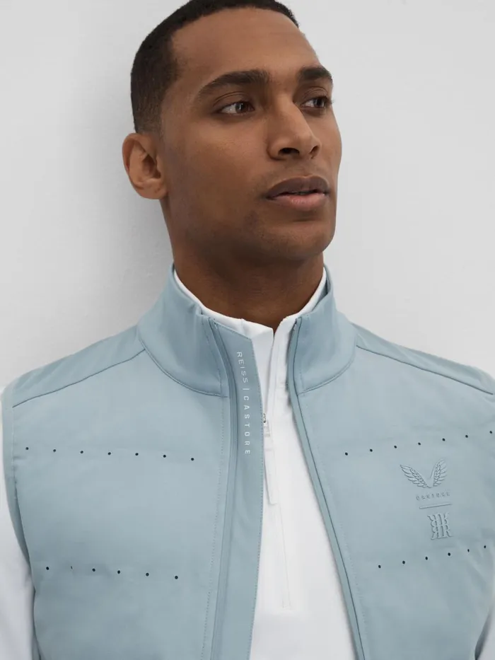 Men Reiss Outerwear and Coats Easton Castore Water Repellent Hybrid Quilted Gilet Blue Silver
