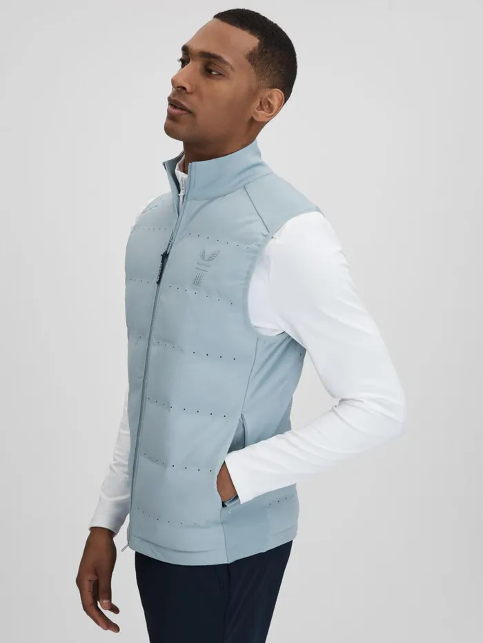 Men Reiss Outerwear and Coats Easton Castore Water Repellent Hybrid Quilted Gilet Blue Silver