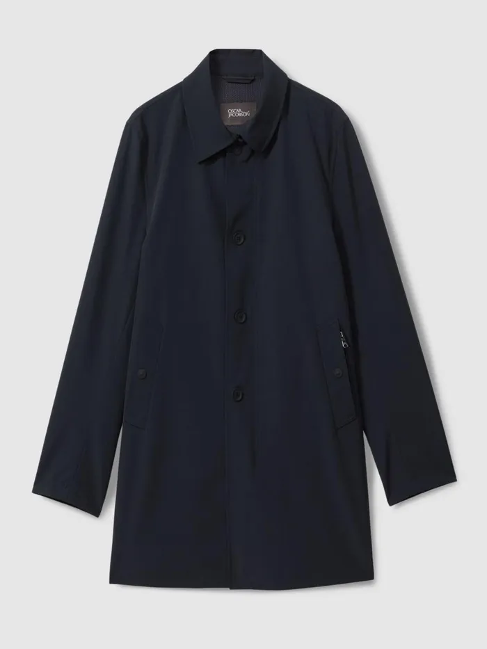Men Reiss Outerwear and Coats Jacobson WaterRepellent Single Breasted Car Coat Navy