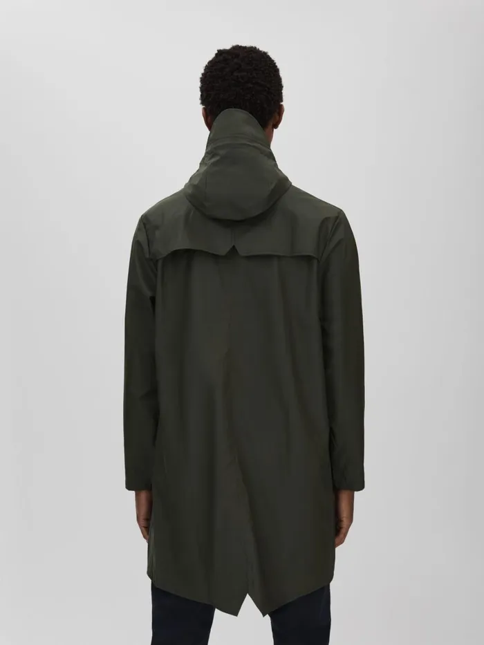 Men Reiss Outerwear and Coats Longline Hooded Raincoat Dark Green