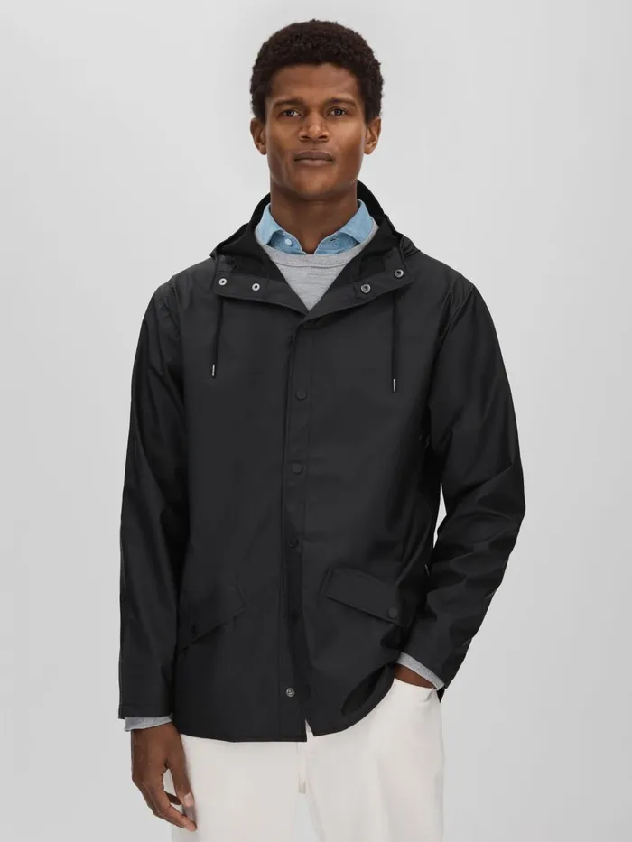 Men Reiss Outerwear and Coats Unisex Hooded Raincoat Black
