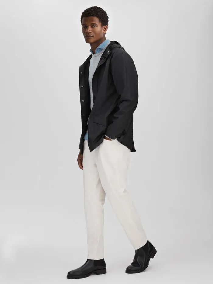 Men Reiss Outerwear and Coats Unisex Hooded Raincoat Black