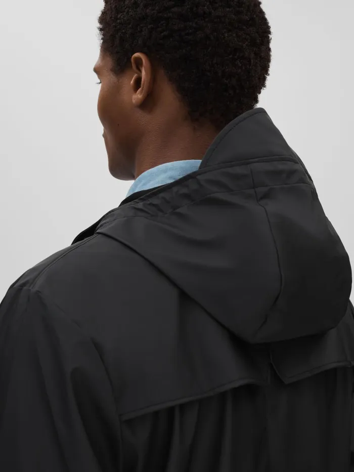 Men Reiss Outerwear and Coats Unisex Hooded Raincoat Black