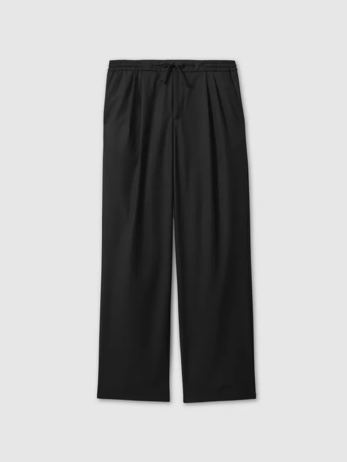 Men Reiss Pants Arden Relaxed Twill Drawstring Trousers Black
