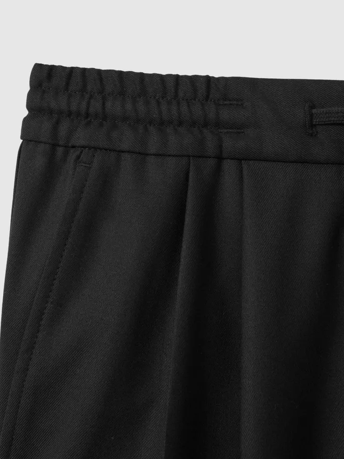 Men Reiss Pants Arden Relaxed Twill Drawstring Trousers Black