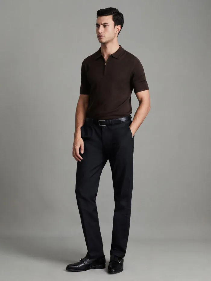 Men Reiss Pants Eastbury Reg Cotton Blend Chinos Navy