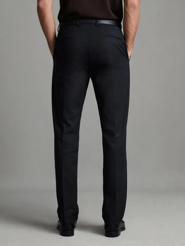 Men Reiss Pants Eastbury Reg Cotton Blend Chinos Navy