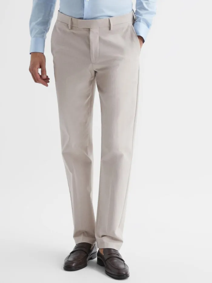 Men Reiss Pants Eastbury Reg Cotton Blend Chinos Stone