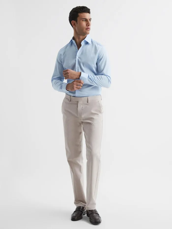Men Reiss Pants Eastbury Reg Cotton Blend Chinos Stone