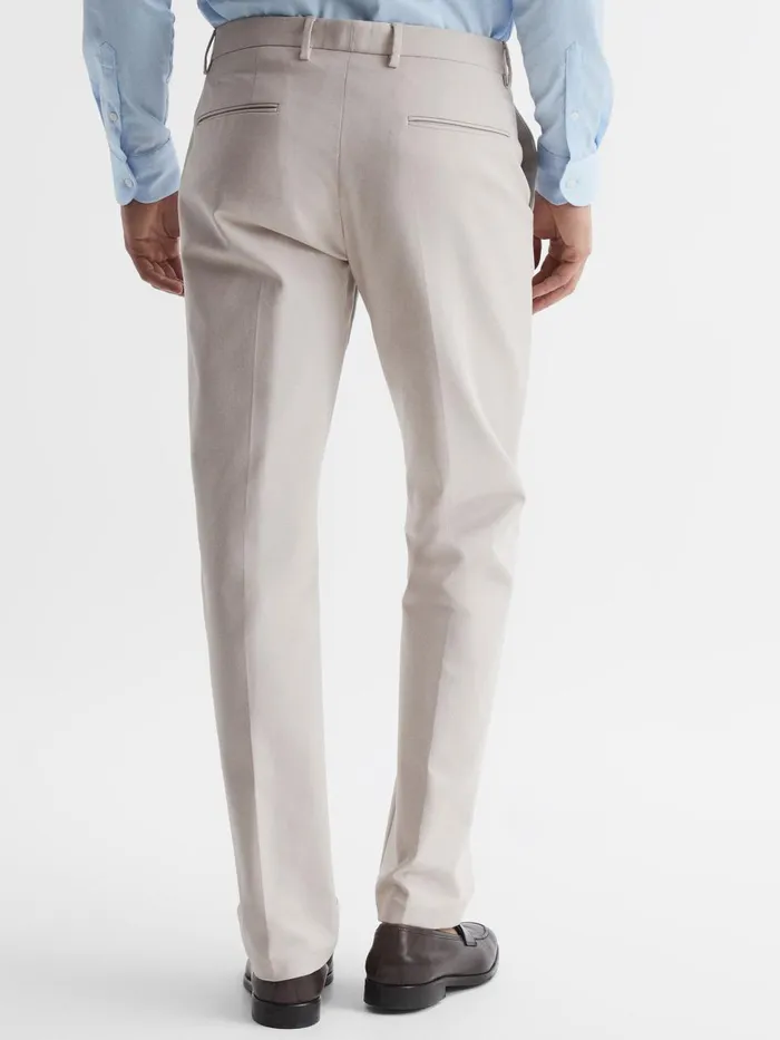Men Reiss Pants Eastbury Reg Cotton Blend Chinos Stone