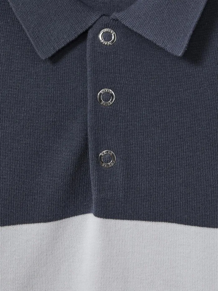 Men Reiss Polo Shirts Charge Colourblock Polo Shirt Blue Multi