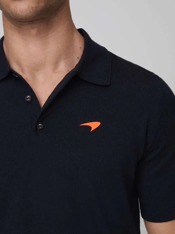 Men Reiss Polo Shirts F1 Merino Wool Polo Shirt Navy